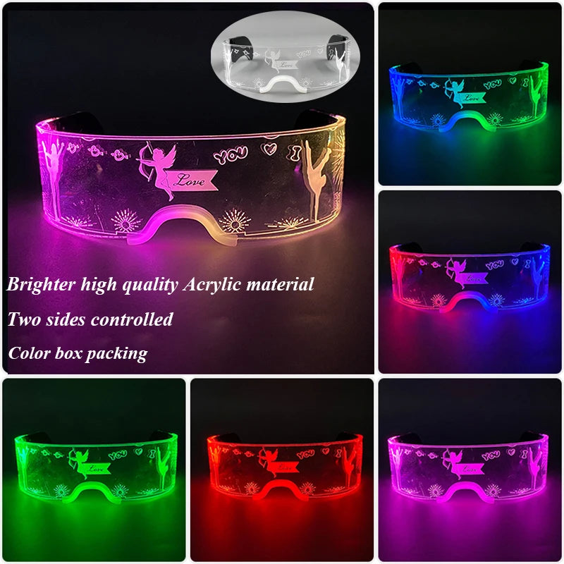 Cool Luminous Colorful LED Light Up Glasses Glowing Neon Light Flashing Party Glasses For Nightclub DJ Dance Party Decor