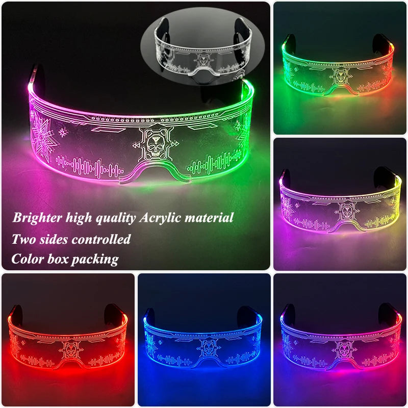 Cool Luminous Colorful LED Light Up Glasses Glowing Neon Light Flashing Party Glasses For Nightclub DJ Dance Party Decor
