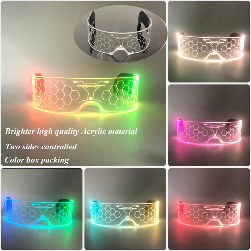 Cool Luminous Colorful LED Light Up Glasses Glowing Neon Light Flashing Party Glasses For Nightclub DJ Dance Party Decor