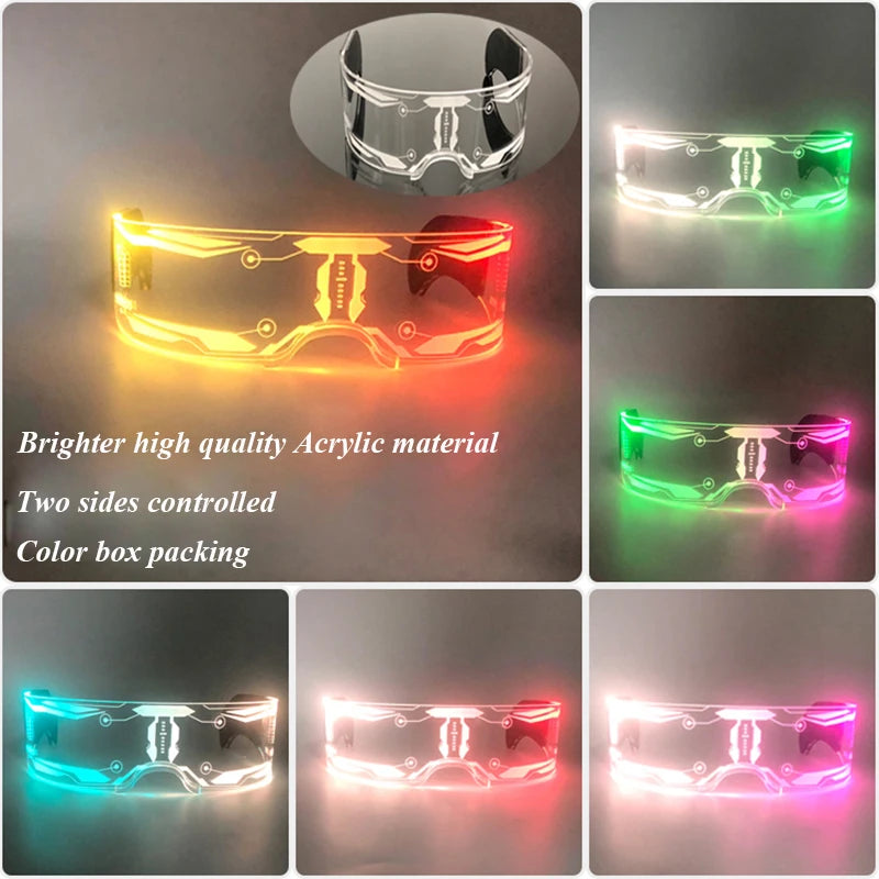 Cool Luminous Colorful LED Light Up Glasses Glowing Neon Light Flashing Party Glasses For Nightclub DJ Dance Party Decor
